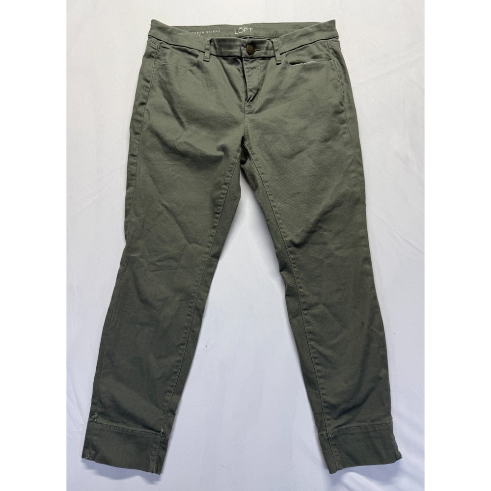 Ann Taylor Loft Modern Skinny Ankle Pants Womens 29/8P Olive Green Mid Rise